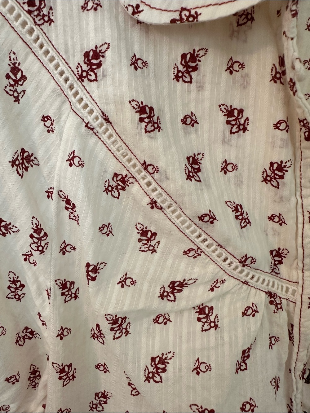 Pilcro Cream Blouse with Red Floral Border from Anthropologie - Picture 3 of 6